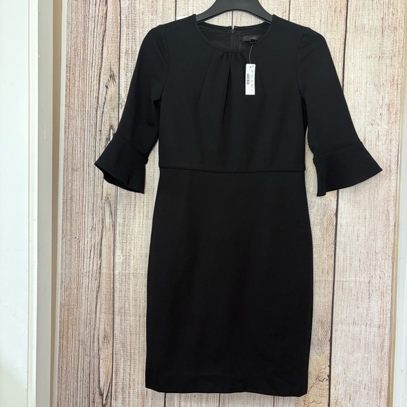 J.crew Womens Bell Sleeve Black Ponte sheath dress size 8 - Picture 3 of 12